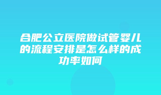 合肥公立医院做试管婴儿的流程安排是怎么样的成功率如何