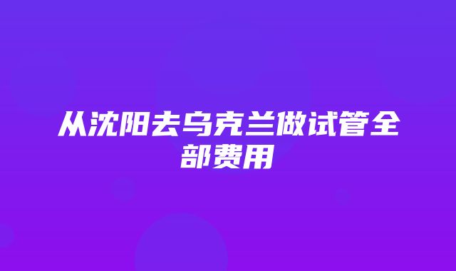 从沈阳去乌克兰做试管全部费用