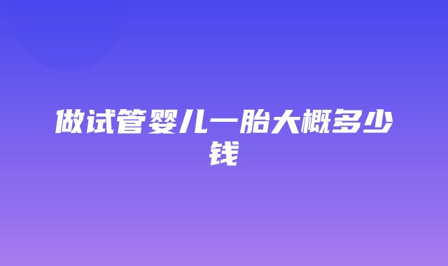 做试管婴儿一胎大概多少钱