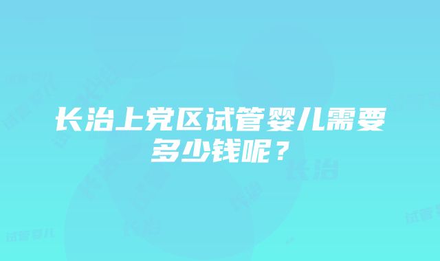 长治上党区试管婴儿需要多少钱呢？