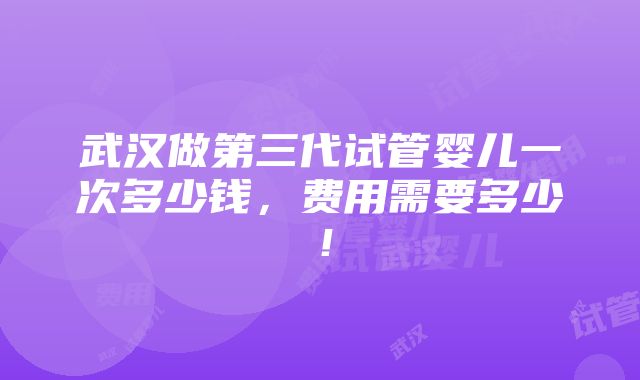 武汉做第三代试管婴儿一次多少钱，费用需要多少！