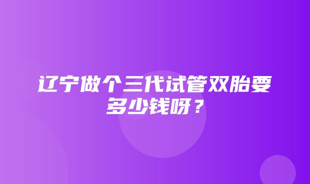 辽宁做个三代试管双胎要多少钱呀？