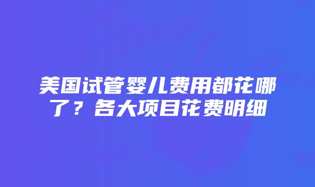 美国试管婴儿费用都花哪了？各大项目花费明细