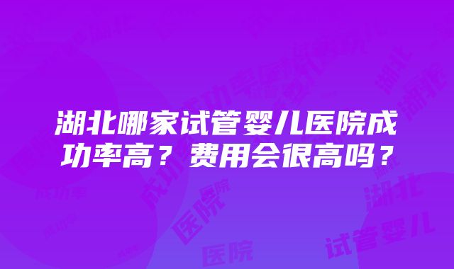 湖北哪家试管婴儿医院成功率高？费用会很高吗？