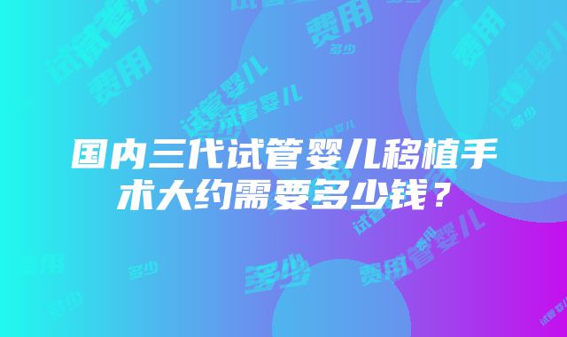 国内三代试管婴儿移植手术大约需要多少钱？