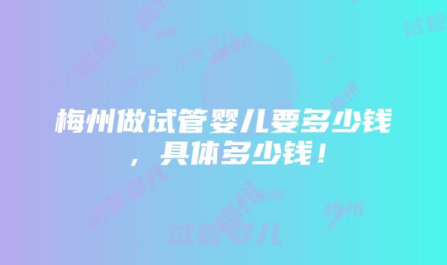 梅州做试管婴儿要多少钱，具体多少钱！