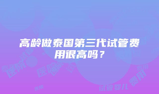 高龄做泰国第三代试管费用很高吗？