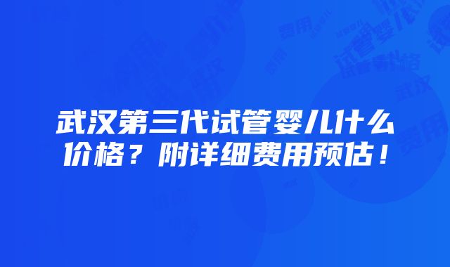 武汉第三代试管婴儿什么价格？附详细费用预估！