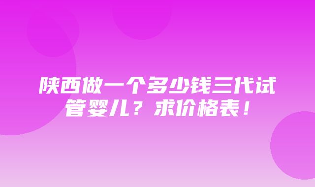 陕西做一个多少钱三代试管婴儿？求价格表！