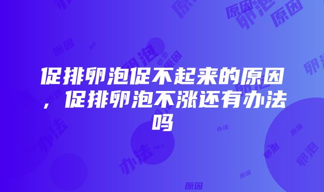 促排卵泡促不起来的原因，促排卵泡不涨还有办法吗