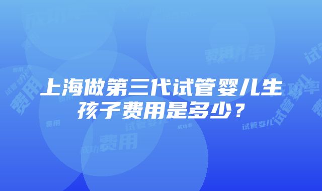 上海做第三代试管婴儿生孩子费用是多少？