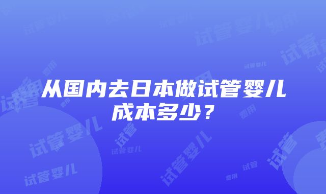 从国内去日本做试管婴儿成本多少？