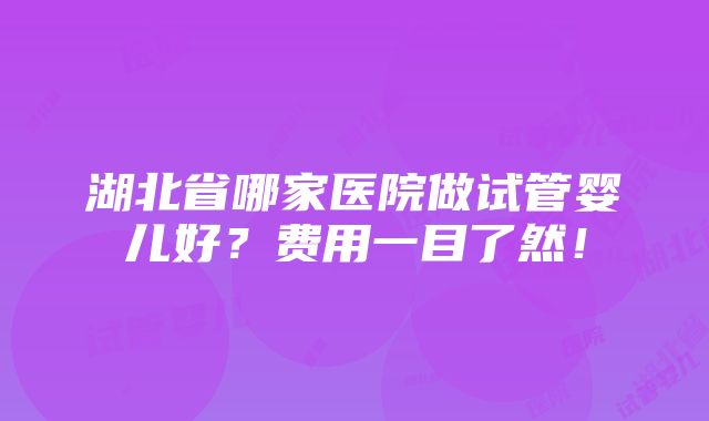 湖北省哪家医院做试管婴儿好？费用一目了然！