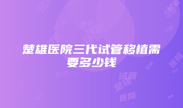 楚雄医院三代试管移植需要多少钱