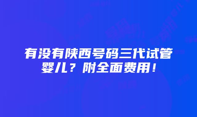 有没有陕西号码三代试管婴儿？附全面费用！