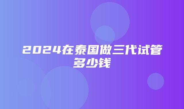 2024在泰国做三代试管多少钱