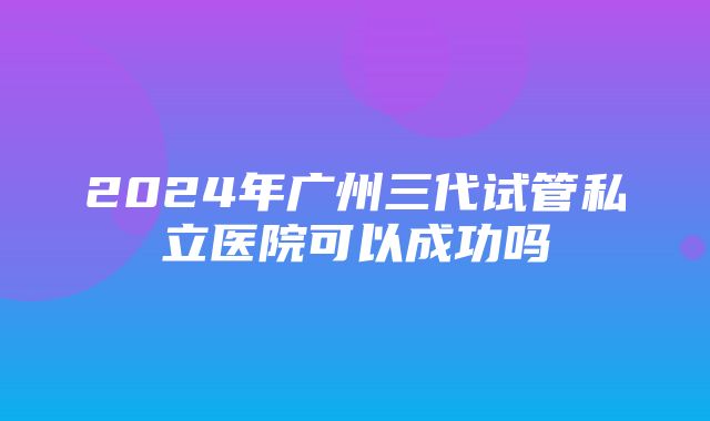 2024年广州三代试管私立医院可以成功吗