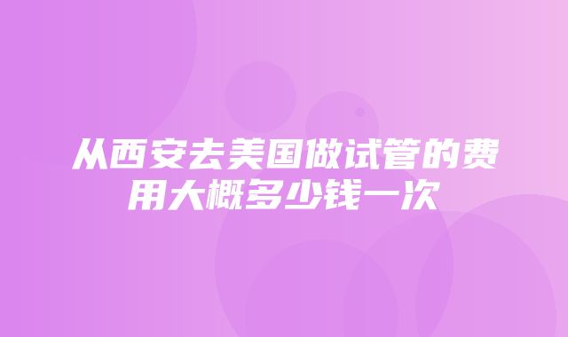 从西安去美国做试管的费用大概多少钱一次