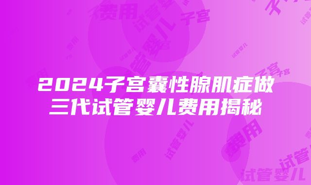 2024子宫囊性腺肌症做三代试管婴儿费用揭秘