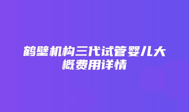 鹤壁机构三代试管婴儿大概费用详情