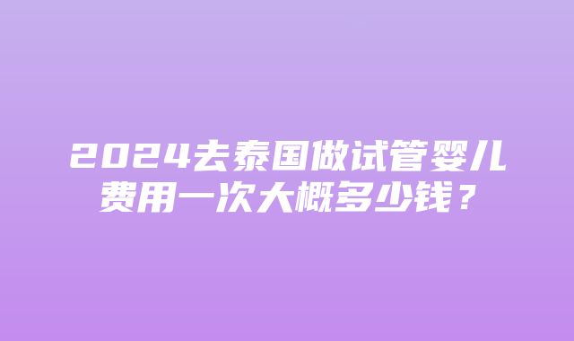 2024去泰国做试管婴儿费用一次大概多少钱？