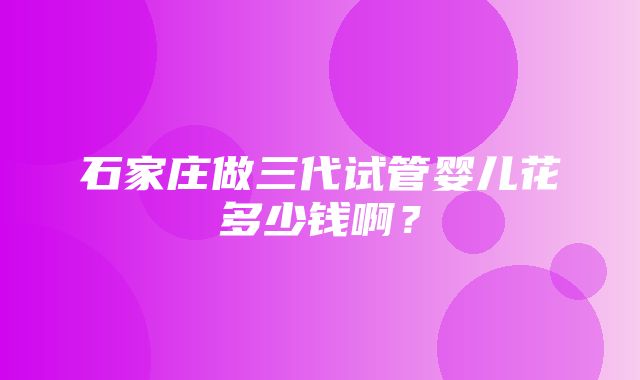 石家庄做三代试管婴儿花多少钱啊？