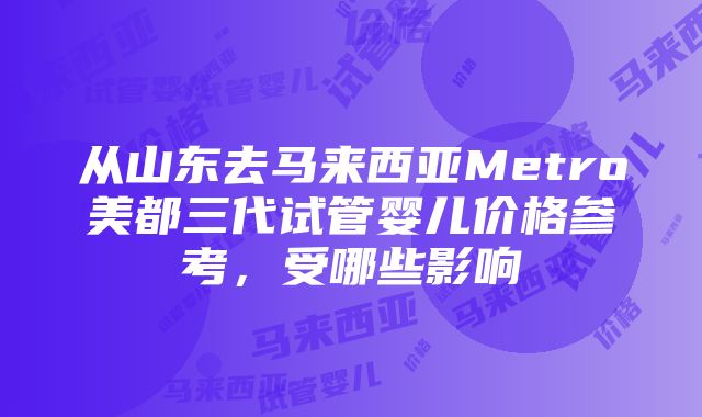 从山东去马来西亚Metro美都三代试管婴儿价格参考，受哪些影响