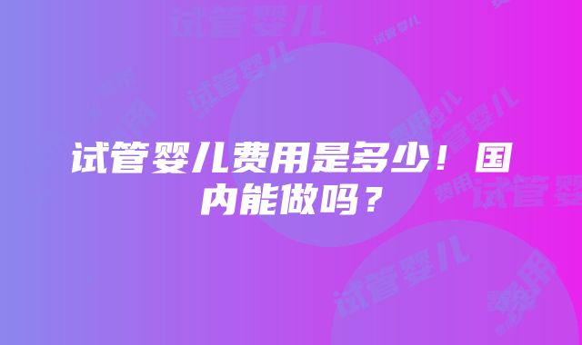 试管婴儿费用是多少！国内能做吗？