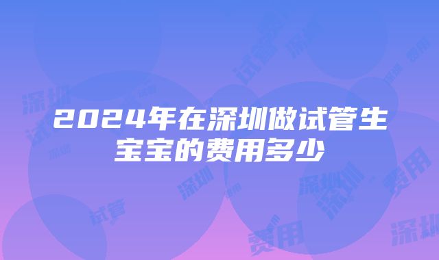 2024年在深圳做试管生宝宝的费用多少