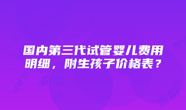 国内第三代试管婴儿费用明细，附生孩子价格表？