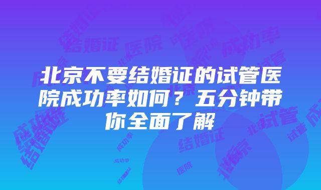 北京不要结婚证的试管医院成功率如何？五分钟带你全面了解