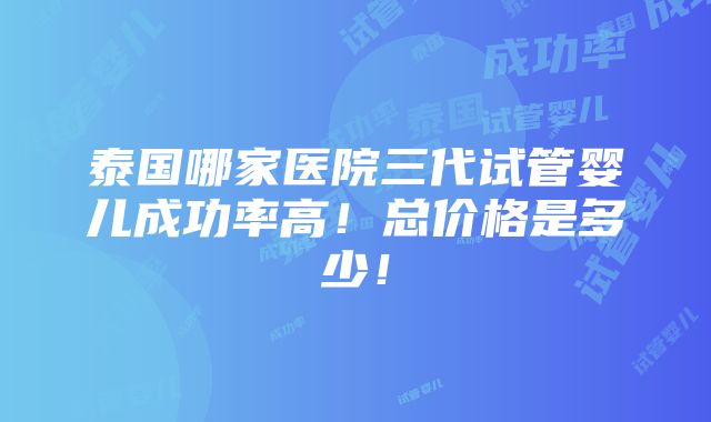 泰国哪家医院三代试管婴儿成功率高！总价格是多少！