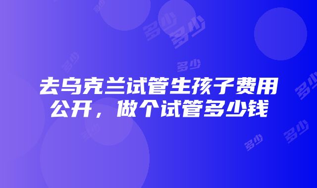 去乌克兰试管生孩子费用公开，做个试管多少钱