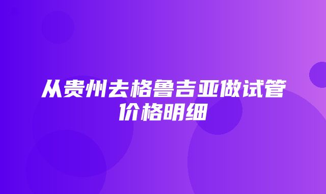 从贵州去格鲁吉亚做试管价格明细