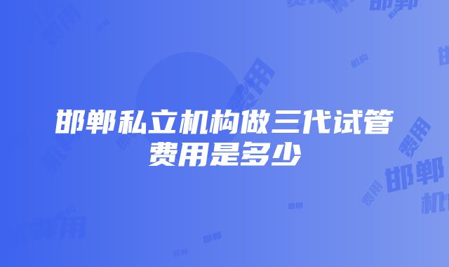 邯郸私立机构做三代试管费用是多少