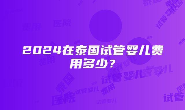 2024在泰国试管婴儿费用多少？