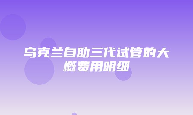 乌克兰自助三代试管的大概费用明细