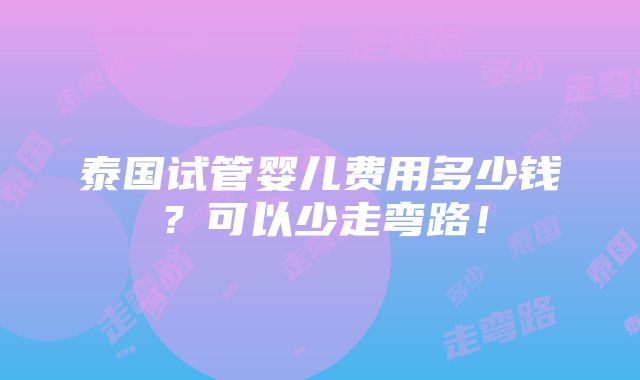 泰国试管婴儿费用多少钱？可以少走弯路！