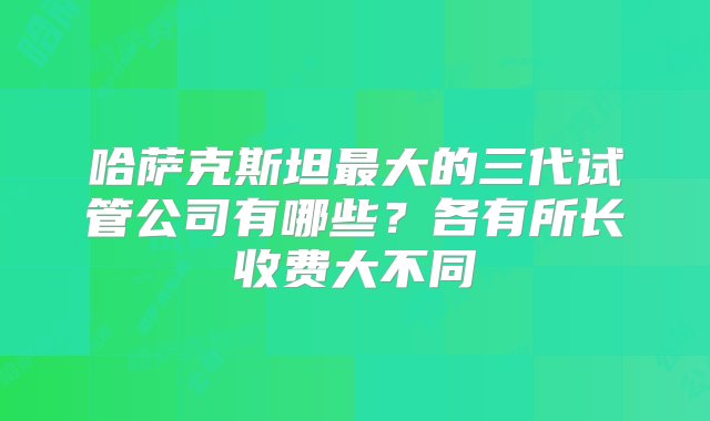 哈萨克斯坦最大的三代试管公司有哪些？各有所长收费大不同