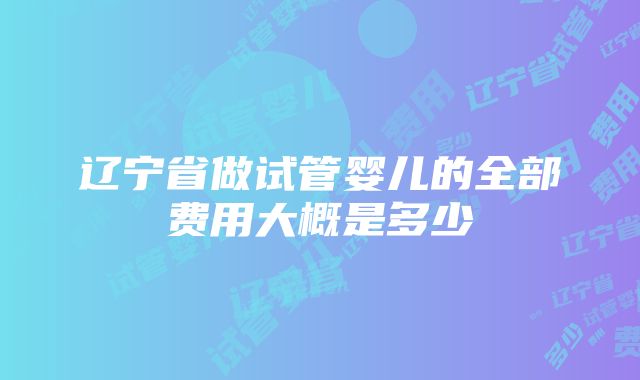 辽宁省做试管婴儿的全部费用大概是多少