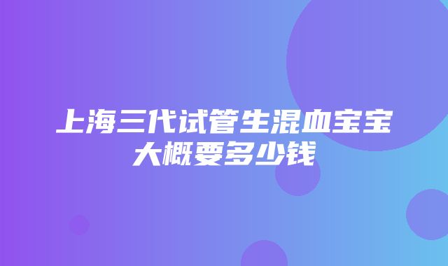 上海三代试管生混血宝宝大概要多少钱