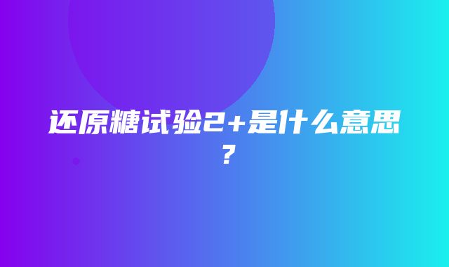 还原糖试验2+是什么意思？