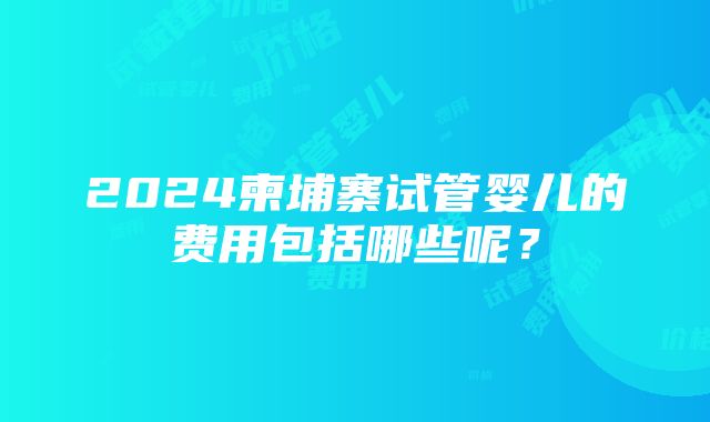 2024柬埔寨试管婴儿的费用包括哪些呢？