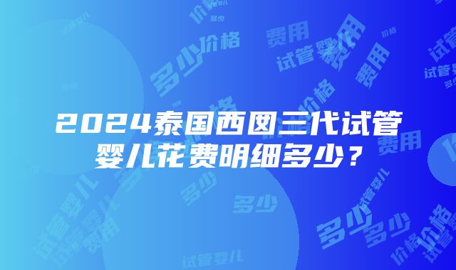 2024泰国西囡三代试管婴儿花费明细多少？