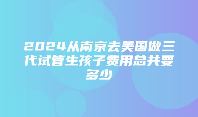 2024从南京去美国做三代试管生孩子费用总共要多少