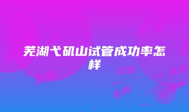 芜湖弋矶山试管成功率怎样