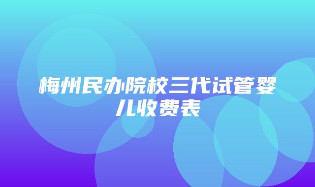 梅州民办院校三代试管婴儿收费表