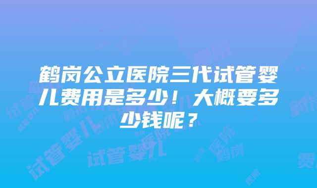 鹤岗公立医院三代试管婴儿费用是多少！大概要多少钱呢？