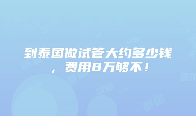 到泰国做试管大约多少钱，费用8万够不！