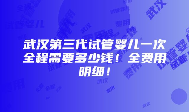 武汉第三代试管婴儿一次全程需要多少钱！全费用明细！